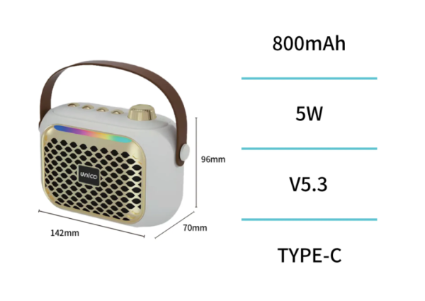 Parlante Bluetooth Retro-Tech BS2774 | 5W con Iluminación RGB y Diseño Portátil