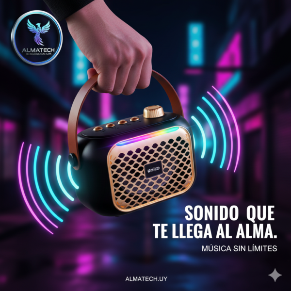 Parlante Bluetooth Retro-Tech BS2774 | 5W con Iluminación RGB y Diseño Portátil