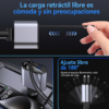 Cargador de Coche Inteligente 100W PD 4 en 1 - Con Doble Cable Retráctil y Puertos USB