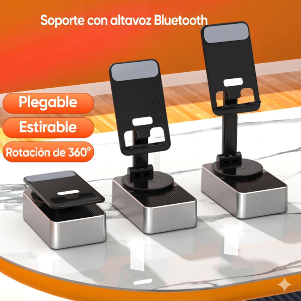 Soporte Giratorio con Parlante Bluetooth Integrado