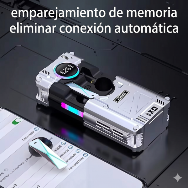 Auriculares Gamer Inalámbricos TWS Mecánicos - Bluetooth 5.3, Baja Latencia y Luces RGB