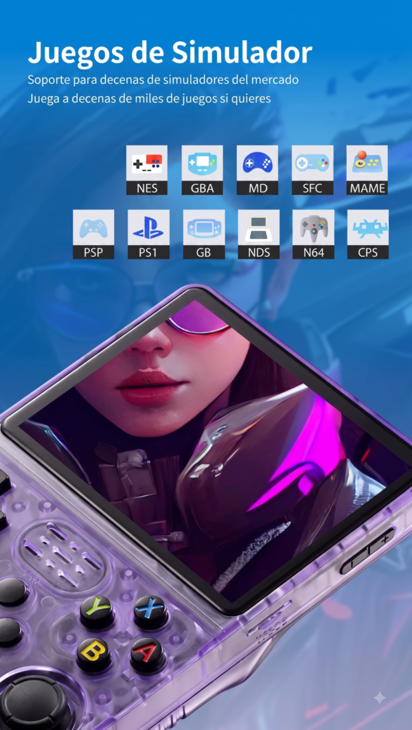 Consola Retro Portátil R36S Transparente - Pantalla HD 3.5" - Más de 15.000 Juegos