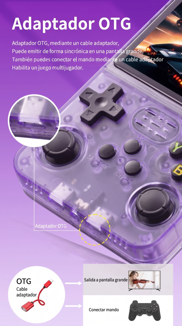 Consola Retro Portátil R36S Transparente - Pantalla HD 3.5" - Más de 15.000 Juegos